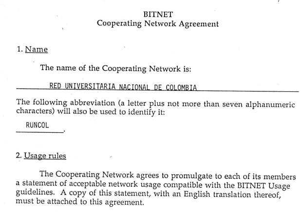 Imagen para BITNET. Cooperating Network Agreement